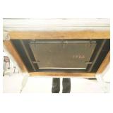 Vintage Wooden Dining Room Table. Painted Cream. Slip Leaf 48"x34"x30"