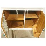 Painted Pressed Wood Cabinet on wheels w/glass door and solid wood removable top. 38"x20"x31"