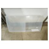 Large Poly Storage Container on 4 wheels with half a lid. 34"x17.5"x 6"