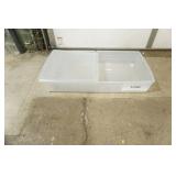 Large Poly Storage Container on 4 wheels with half a lid. 34"x17.5"x 6"