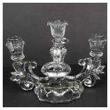 Crystal 4-Arm Candelabrum with Teardrop Prisms - Glass Candle Holder -missing 2 prism and holder