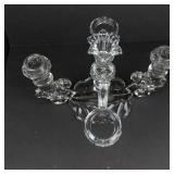 Crystal 4-Arm Candelabrum with Teardrop Prisms - Glass Candle Holder -missing 2 prism and holder