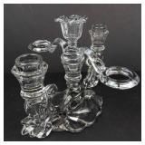 Crystal 4-Arm Candelabrum with Teardrop Prisms - Glass Candle Holder -missing 2 prism and holder