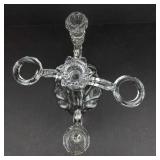 Crystal 4-Arm Candelabrum with Teardrop Prisms - Glass Candle Holder -missing 2 prism and holder