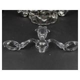 Crystal 4-Arm Candelabrum with Teardrop Prisms - Glass Candle Holder -missing 2 prism and holder
