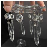 Crystal 4-Arm Candelabrum with Teardrop Prisms - Glass Candle Holder -missing 2 prism and holder