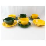 Homer Laughlin Colors Teacups & Saucers - Forest Green & Rhythm Yellow