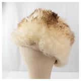 Dyed Fur Hat - Cream/Beige with Brown-Tipped Edges
