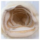 Dyed Fur Hat - Cream/Beige with Brown-Tipped Edges