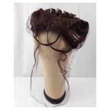 Fisk Chicago Brown Ribbon Fascinator Hat with Net Veil