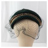 Glenover Henry Pollack 100% Wool Green Felt Hat - Veil & Gold Jewel Band