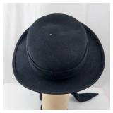 Hat - Black Felt Wide-Brim with Tie Scarf