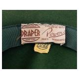 Draper Exclusive Green Felt Hat with Feather & Veil - Size 7 1/8
