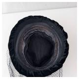 Black Velvet Cloche Hat with Net Veil - Vintage Style