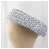 Light Blue Woven Hat with Pearl Button & Satin Lining