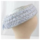 Light Blue Woven Hat with Pearl Button & Satin Lining