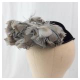 Black Feather Fascinator Headpiece with Gray Plumes on Headband