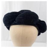 Black Velvet Turban Hat - Good Samaritan Label - Vintage Headwear