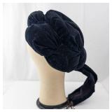 Black Velvet Turban Hat - Good Samaritan Label - Vintage Headwear