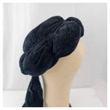 Black Velvet Turban Hat - Good Samaritan Label - Vintage Headwear