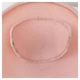 Pink Wide-Brim Dress Hat with Ribbon Accent