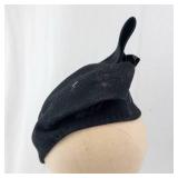 Black Velvet Turban Hat with Bow Accent