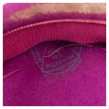 Pillbox Hat Magenta with Black Net Veil and Red Floral Accent