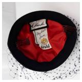 My Hats from Harold -Chanda Cloche Hat With Veil - Black Satin, Hair Comb