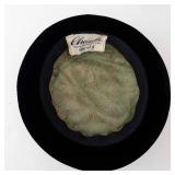 Chanda by Harold Hat - Green Velvet Crown, Black Brim, Net Veil, Vintage Millinery