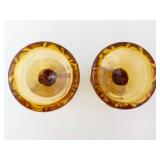 Bagley Rutland Amber Glass Candlesticks - Pair