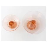 Pink Glass Candlestick Holders - (Lot of 2)