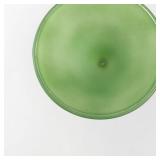 Green Frosted Glass Goblet - Stemmed Glass with Gold Trim and Black Band Base