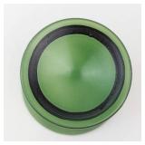 Green Frosted Glass Goblet - Stemmed Glass with Gold Trim and Black Band Base