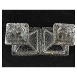 Candlestick Holders - Crystal Crackle Glass, Pair (Set of 2)