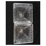 Candlestick Holders - Crystal Crackle Glass, Pair (Set of 2)