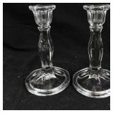 Candlestick Holders - Clear Glass (Lot of 2)