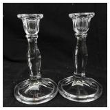 Candlestick Holders - Clear Glass (Lot of 2)
