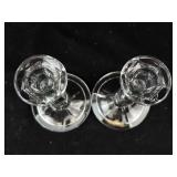 Candlestick Holders - Clear Glass (Lot of 2)