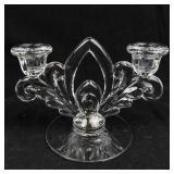 Fleur-de-Lis Glass Candelabra Pair - 2-Light Glass Candle Holders