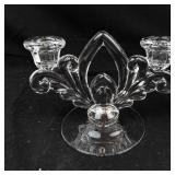 Fleur-de-Lis Glass Candelabra Pair - 2-Light Glass Candle Holders
