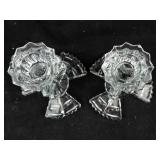 Ribbed Starburst Crystal Candlesticks - Pair