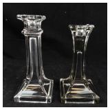Box Style Glass Candlestick Holders - Square Base (Lot of 2)