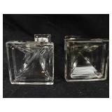 Box Style Glass Candlestick Holders - Square Base (Lot of 2)