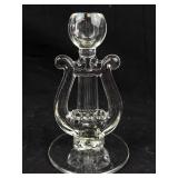 Candlestick Holder - Crystal Lyre Style, Clear Glass