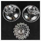 Crystal Glass Beaded-Edge Candlestick Set - 3 Candlestick Holders