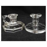 Crystal Glass Candlesticks - 2-Piece Set with Octagonal & Round Bases