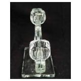 Long 3-Arm Candelabrum with Center Cup - Glass Candle Holder