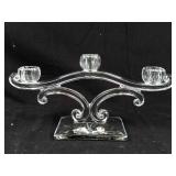 Long 3-Arm Candelabrum with Center Cup - Glass Candle Holder