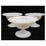 Anchor Hocking Old Colony Lacy Edge Milk Glass Pedestal Compote Bowls - Set of 3