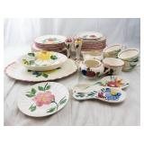 Blue Ridge Fruit Salad Pattern Dinnerware Set - Plates, Cups, Creamer & Sugar